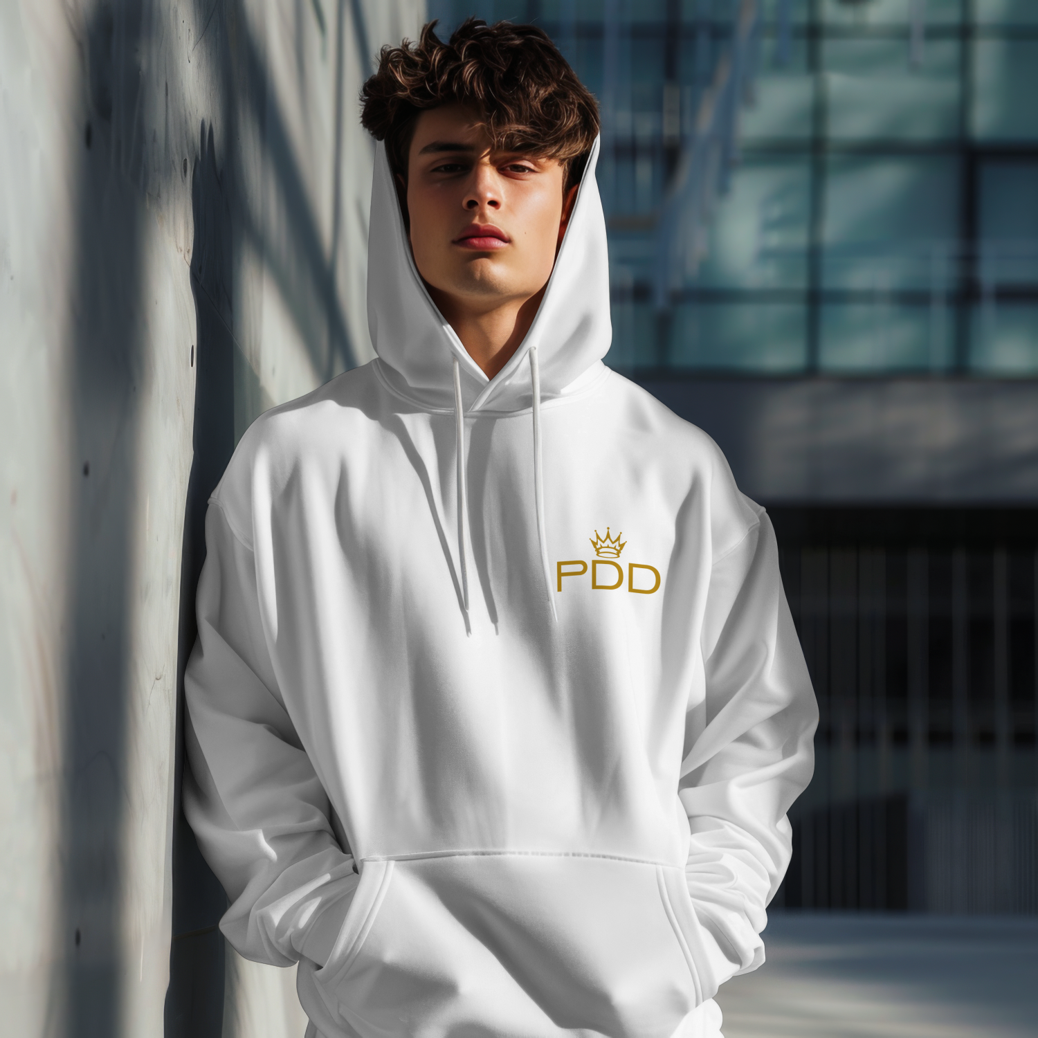 Hoodie Cristiano PDD - Logo Dorado Premium | Colección "Descendientes del Rey" | Sudadera Cristiana Bordada Unisex