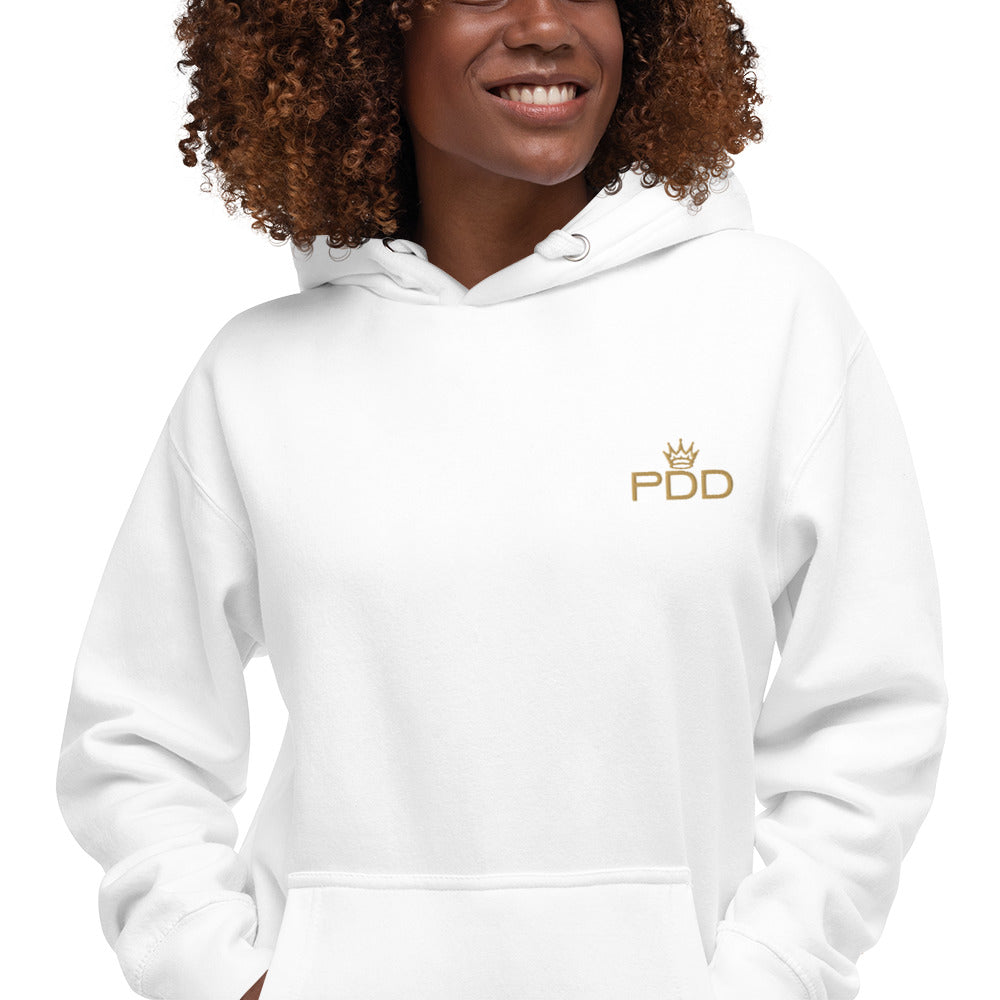 Hoodie Cristiano PDD - Logo Dorado Premium | Colección "Descendientes del Rey" | Sudadera Cristiana Bordada Unisex